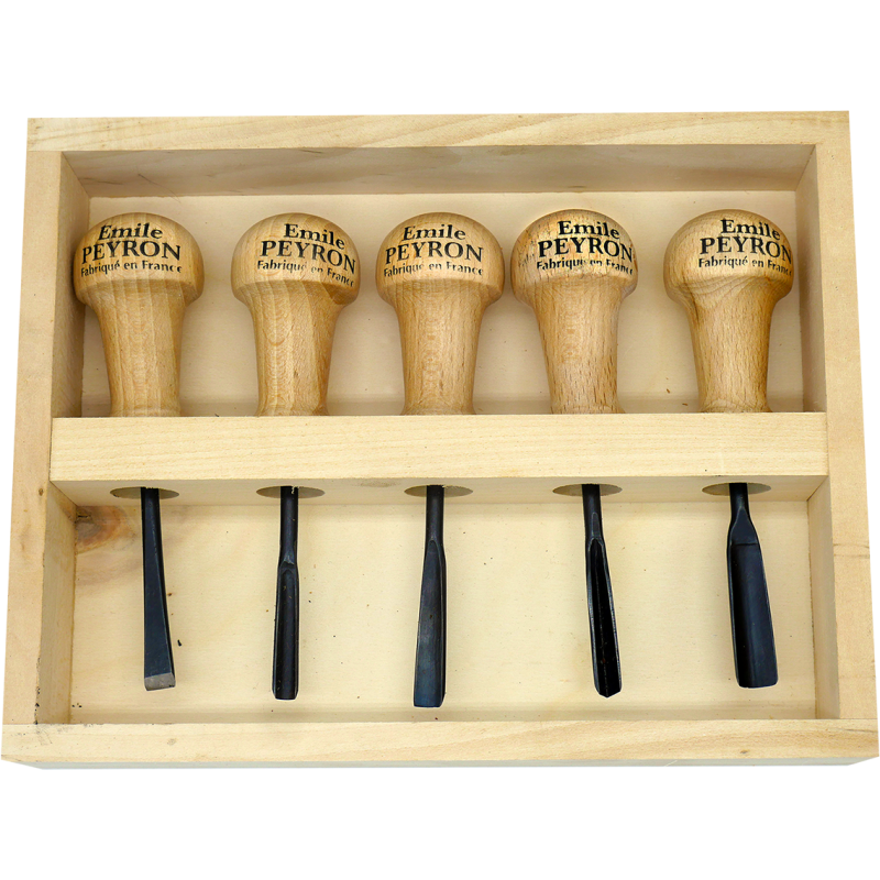 Coffret de 5 gouges de sculpteur Coffret de 5 gouges de sculpteur