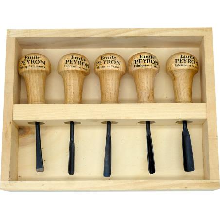 Coffret 5 gouges de sculpteur | Outillage Emile Peyron
