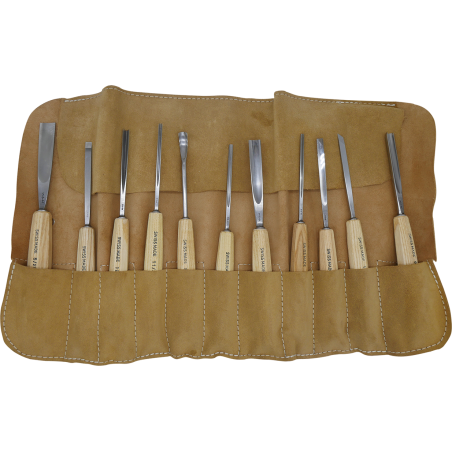 Pochette cuir, jeu de 11 gouges