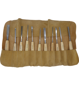 Pochette cuir, jeu de 11 gouges