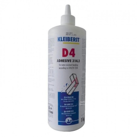 Colle à bois vinylique Kleiberit 314.3 D4 haute résistance à l'eau - Bidon de 1 kg.