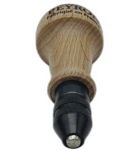 Porte-foret de précision ergonomique avec poignée bois en forme de poire.