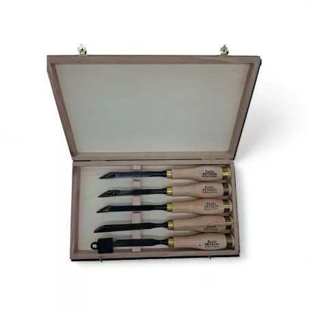 Coffret d'outil de mortaisage manuel largeur 8 mm avec manche renforcé.
