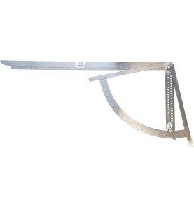 Équerre multifonction en inox pour le report d'angles et la coupe de chevrons.