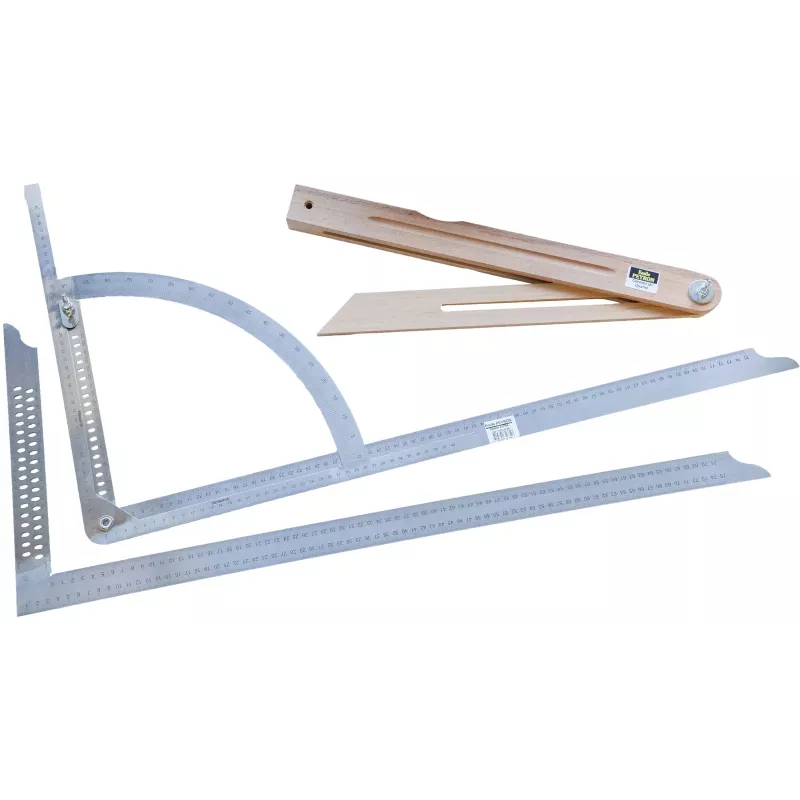 Kit de Traçage Charpentier Emile Peyron – Équerre ALPHA 800 mm + Équerre Charpentier 800 mm + Fausse Équerre Bois
