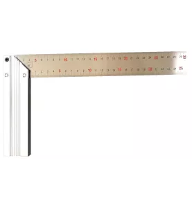 Équerre de menuisier 400 mm avec lame en acier inoxydable et talon profilé en aluminium