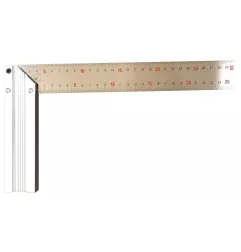 Équerre de menuisier 250 mm avec lame en acier inoxydable et talon profilé en aluminium