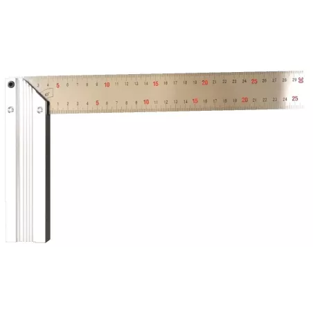 Équerre de menuisier 250 mm avec lame en acier inoxydable et talon profilé en aluminium