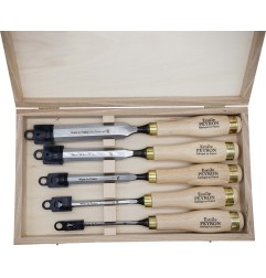 Coffret de 5 ciseaux de sculpteur manche bois