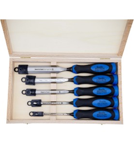 Coffret de 5 ciseaux de sculpteur manche bois