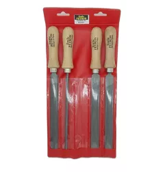 Jeu de 4 limes d'ajusteur pour métaux 200 mm dans leur Trousse de rangement
