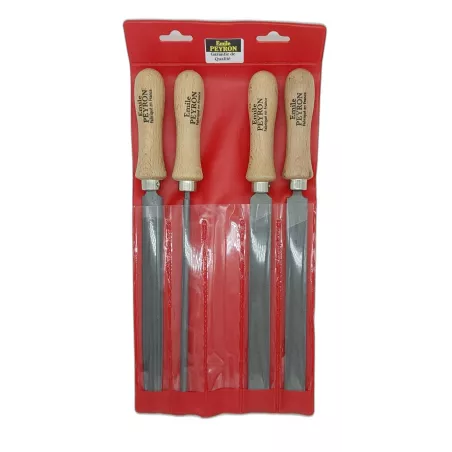 Jeu de 4 limes d'ajusteur pour métaux 200 mm dans leur Trousse de rangement