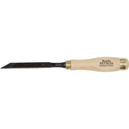 Bédane de menuisier en acier poli pour le creusage de mortaises manuelles.