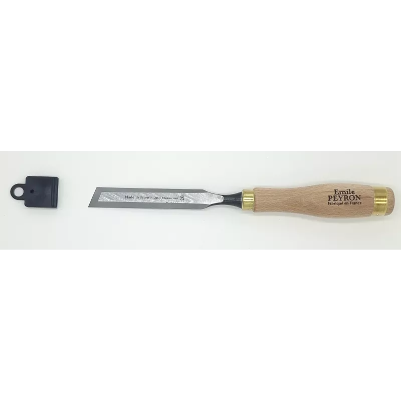 Ciseau néron de sculpteur 20 mm lame oblique à gauche – Manche charme virolé Émile Peyron