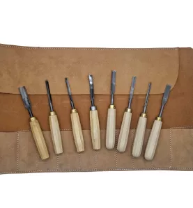 Trousse 11 gouges de sculpteur avec pochette cuir
